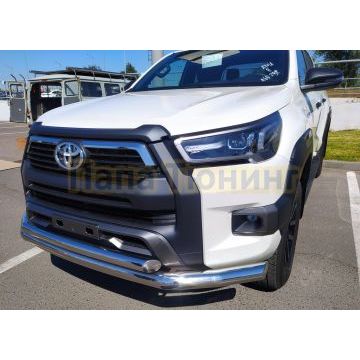 Защита переднего бампера двойная d76/60 для Toyota Hilux Exclusive Black 2018-