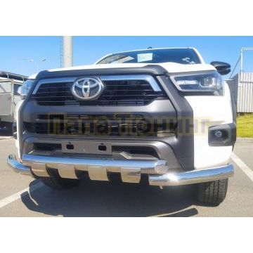 Защита переднего бампера (G) d76 для Toyota Hilux Exclusive Black 2018-