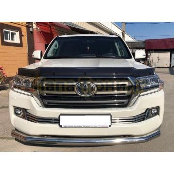 Защита переднего бампера двойная d76 для Toyota Land Cruiser 200 2015-2018