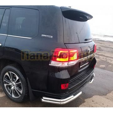 Защита заднего бампера угловая двойная d60/42 Папа Тюнинг для Toyota Land Cruiser 200 Executive Lounge 2020- обновленный