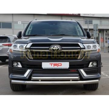Защита переднего бампера двойная d76/60 для Toyota Land Cruiser 200 TRD 2019-