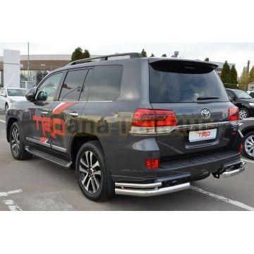 Защита заднего бампера угловая двойная d76/42 для Toyota Land Cruiser 200 TRD 2019-