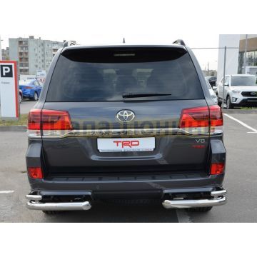 Защита заднего бампера угловая двойная d76/42 для Toyota Land Cruiser 200 TRD 2019-