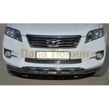 Защита переднего бампера двойная с перемычками d60/42 для Toyota RAV4 2010-2012
