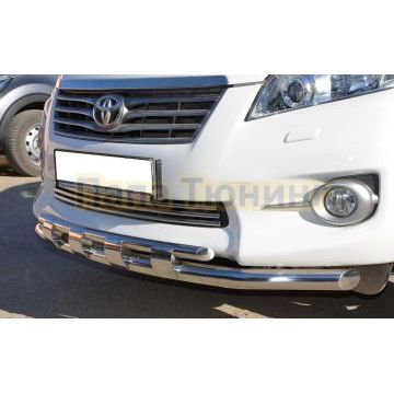 Защита переднего бампера двойная с перемычками d60/42 для Toyota RAV4 2010-2012