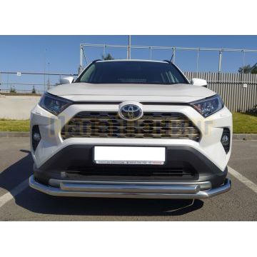 Защита переднего бампера двойная с двумя подгибами d60/42 для Toyota RAV4 2019-