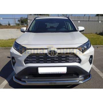 Защита переднего бампера двойная с двумя подгибами d60/42 для Toyota RAV4 2019-