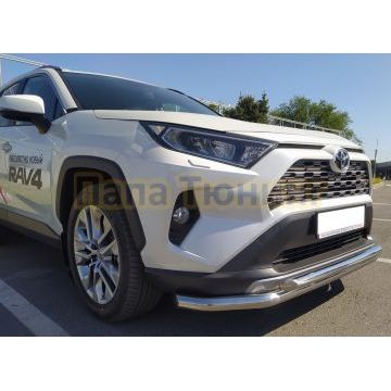 Защита переднего бампера двойная с двумя подгибами d60/42 для Toyota RAV4 2019-