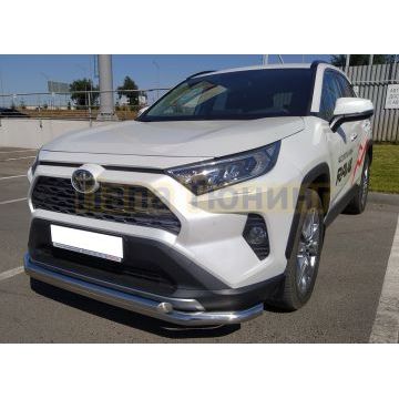 Защита переднего бампера двойная с двумя подгибами d60/42 для Toyota RAV4 2019-
