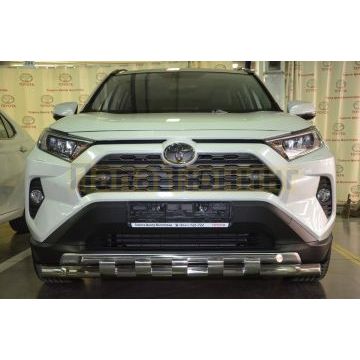 Защита переднего бампера двойная с перемычками d60/42 для Toyota RAV4 2019-