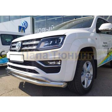 Защита переднего бампера двойная d76/42 для Volkswagen Amarok 2016-