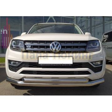 Защита переднего бампера двойная d76/60 для Volkswagen Amarok 2016-