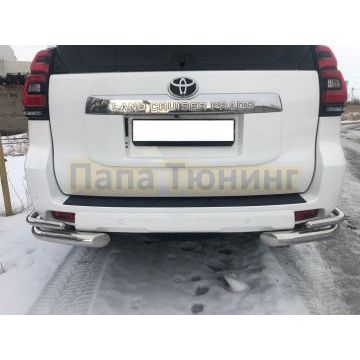 Защита заднего бампера угловая двойная d76/42 для Toyota Land Cruiser Prado 150 2017-