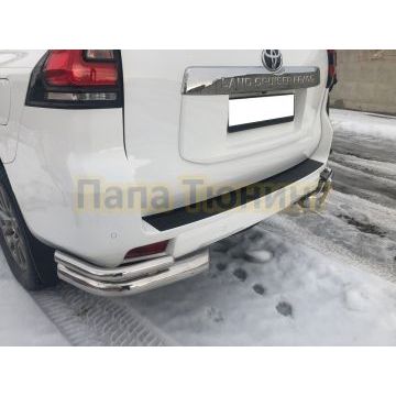 Защита заднего бампера угловая двойная d76/42 для Toyota Land Cruiser Prado 150 2017-