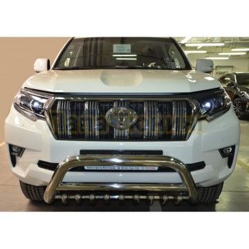 Защита переднего бампера скоба низкая+акула d76/60/42 для Toyota Land Cruiser Prado 150 2017-