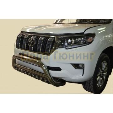 Защита переднего бампера скоба низкая+акула d76/60/42 для Toyota Land Cruiser Prado 150 2017-