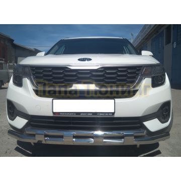 Защита переднего бампера с перемычками d60/42 для Kia Seltos 2019-