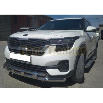 Защита переднего бампера с перемычками d60/42 для Kia Seltos 2019-