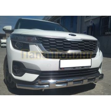 Защита переднего бампера с перемычками d60/42 для Kia Seltos 2019-