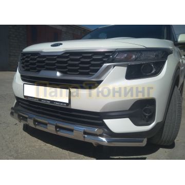 Защита переднего бампера с перемычками d60/42 для Kia Seltos 2019-