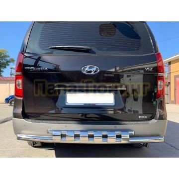 Защита заднего бампера с перемычками d60/42 для Hyundai H-1 Grand  Starex 2018-
