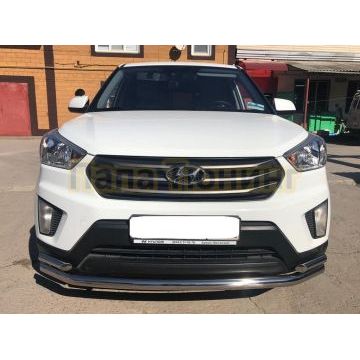 Защита переднего бампера двойная d60/42 для Hyundai Creta 2016-2021