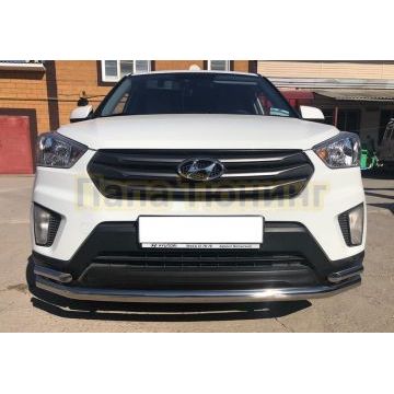 Защита переднего бампера двойная d60/42 для Hyundai Creta 2016-2021