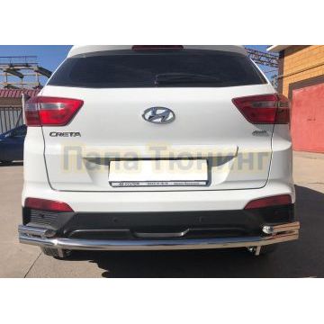 Защита заднего бампера  двойная d60/42 для Hyundai Creta 2016-2021