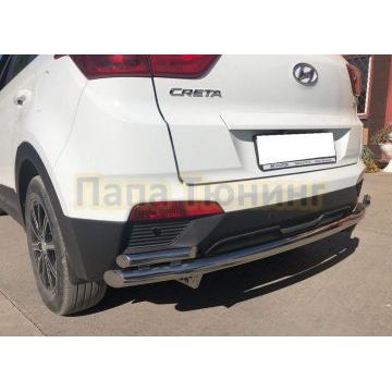 Защита заднего бампера  двойная d60/42 для Hyundai Creta 2016-2021
