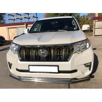 Защита переднего бампера двойная d60/42 для Toyota Land Cruiser Prado 150 2017-