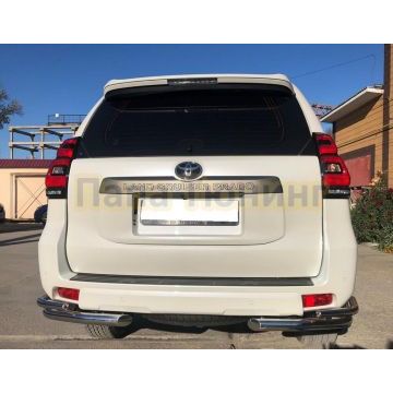 Защита заднего бампера угловая двойная d60/42 для Toyota Land Cruiser Prado 150 2017-
