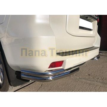 Защита заднего бампера угловая двойная d60/42 для Toyota Land Cruiser Prado 150 2017-