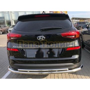 Защита заднего бампера двойная с двумя подгибами d60/42 для Hyundai Tucson 2018-2021