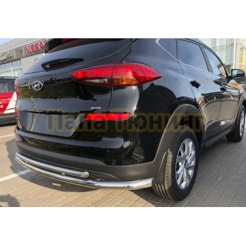 Защита заднего бампера двойная с двумя подгибами d60/42 для Hyundai Tucson 2018-2021