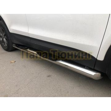 Пороги труба с проступью d76 для Hyundai Santa Fe 2012-2015