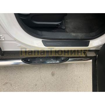 Пороги труба с проступью d76 для Hyundai Santa Fe 2012-2015