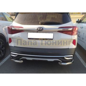 Защита заднего бампера Папа Тюнинг угловая d60 для Kia Seltos 2019-