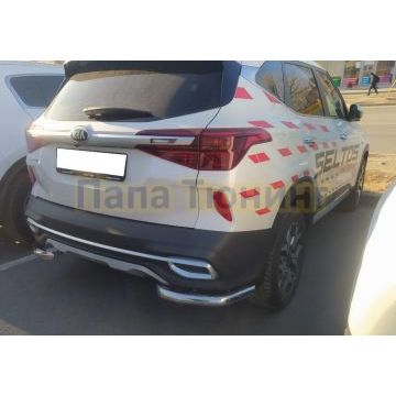 Защита заднего бампера Папа Тюнинг угловая d60 для Kia Seltos 2019-