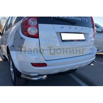 Защита заднего бампера  Папа Тюнинг угловая двойная d60/42 для Haval H5 2020-2024