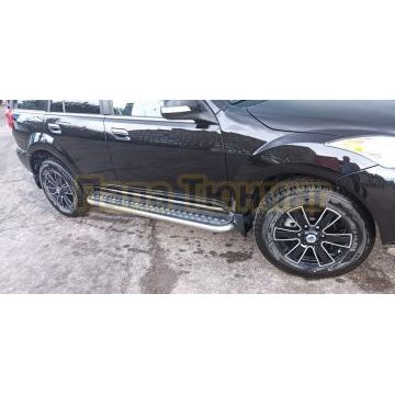 Пороги с накладным листом Папа Тюнинг d53 для Haval H5 2020-2024