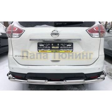 Защита заднего бампера двойная угл. большая d60/42 для Nissan X-Trail 2018-