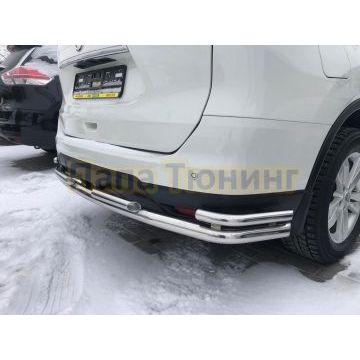 Защита заднего бампера двойная угл. большая d60/42 для Nissan X-Trail 2018-