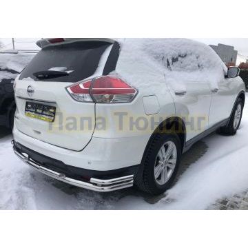 Защита заднего бампера двойная угл. большая d60/42 для Nissan X-Trail 2018-