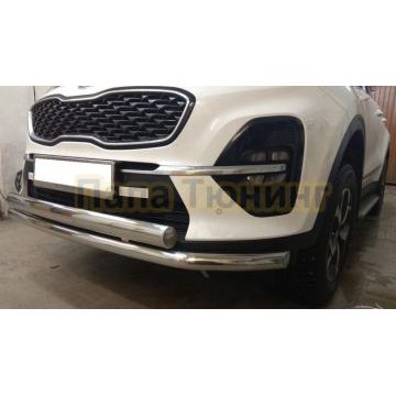 Защита переднего бампера d60/75x42 овал для Kia Sportage 2018-2021