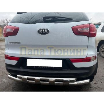 Защита заднего бампера двойная с перемычками d60/42 для Kia Sportage 2010-2015