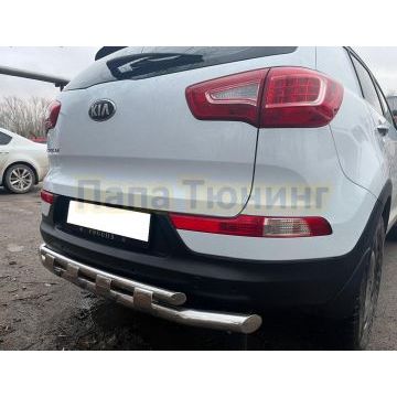 Защита заднего бампера двойная с перемычками d60/42 для Kia Sportage 2010-2015
