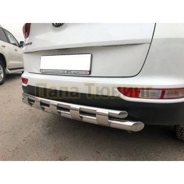 Защита заднего бампера двойная с перемычками d60/42 для Kia Sportage 2016-2018