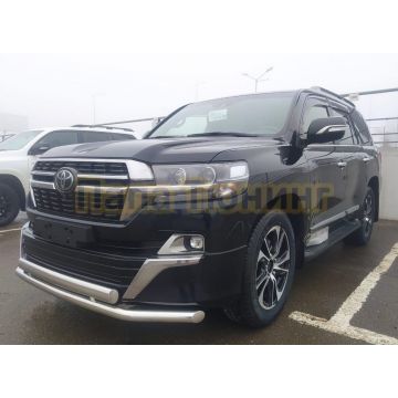 Защита переднего бампера d60/75х42 овал Папа Тюнинг для Toyota Land Cruiser 200 Executive Lounge 2020- обновленный
