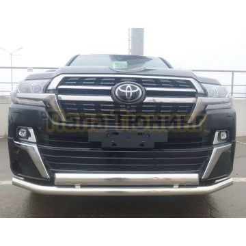 Защита переднего бампера d60/75х42 овал Папа Тюнинг для Toyota Land Cruiser 200 Executive Lounge 2020- обновленный