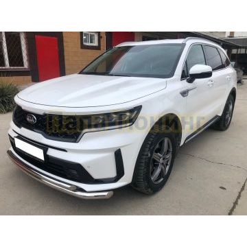 Защита переднего бампера двойная Папа Тюнинг d60/42 для Kia Sorento 2020-